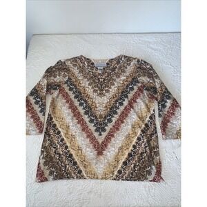 NEW Alfred Dunner Madacascar Top Shirt Women's Boho Retro 90s Artsy Petite Small